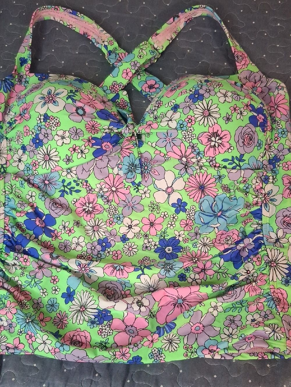 California Sunshine Floral Tankini Top size 3X